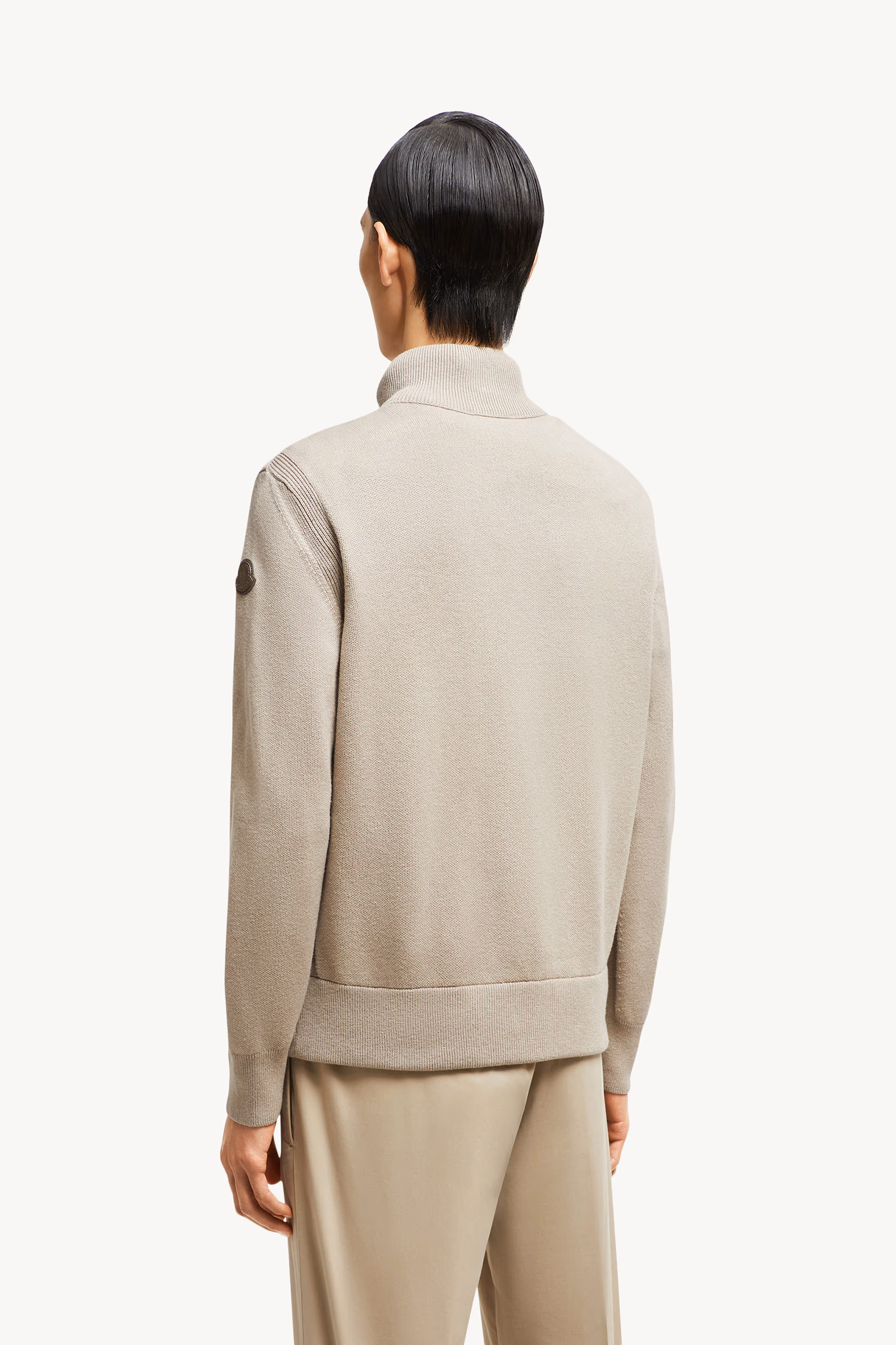 Cárdigan con cremallera de lana, algodón y ante Hombre Marrón Moncler 5